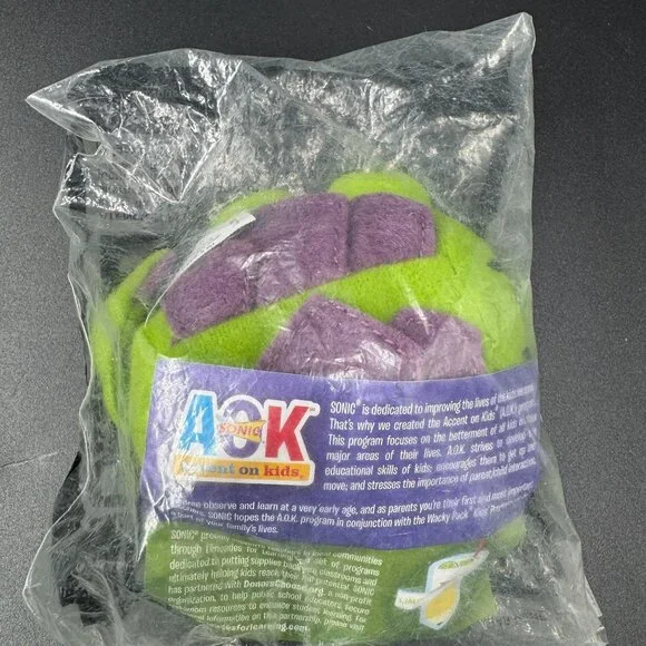 Sonic AOK Kids Plush Green & Purple Turtle Toy Hacky Sack? - Picture 1 of 3